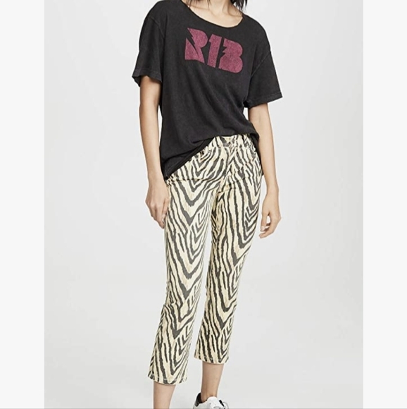 New Current Elliott The Ruby Cropped Zebra-print Low-rise Slim-leg Jeans. - Picture 9 of 16